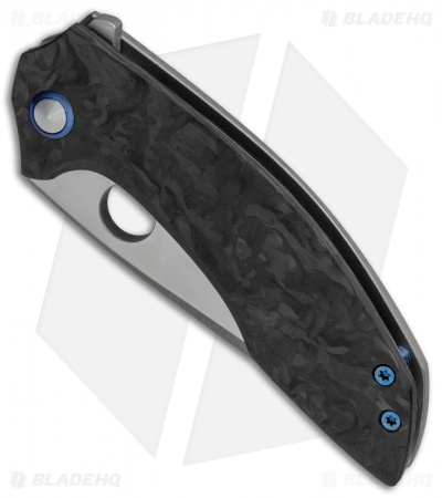 TuffKnives Geoff Blauvelt Custom Catalyst O Flipper Knife Marble CF  (Acid SW)