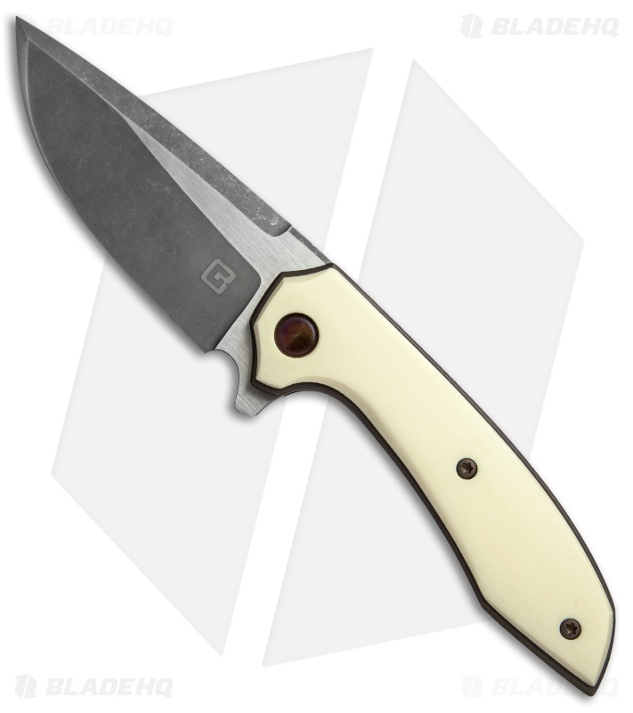 TuffKnives Geoff Blauvelt Custom Catalyst V Flipper Knife Micarta (Acidwash)