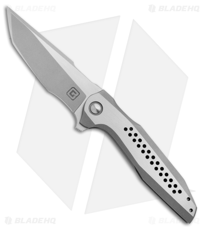 TuffKnives Geoff Blauvelt Custom SKKM Tanto Flipper Knife Titanium (Stonewash)