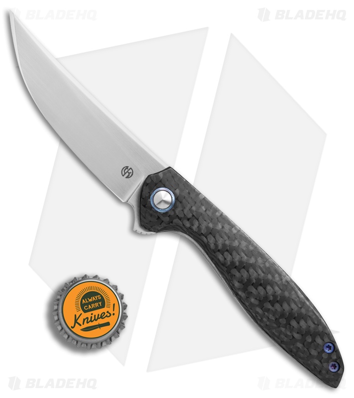TuffKnives Geoff Blauvelt Custom Slimline Persian Flipper Knife CF (Hand Satin)