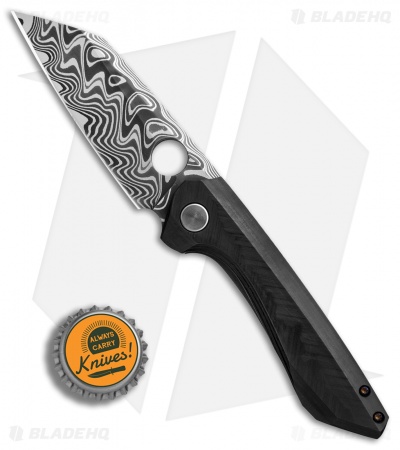 TuffKnives Geoff Blauvelt Custom Oddity Knife Unidirection CF (3.3" Damascus)