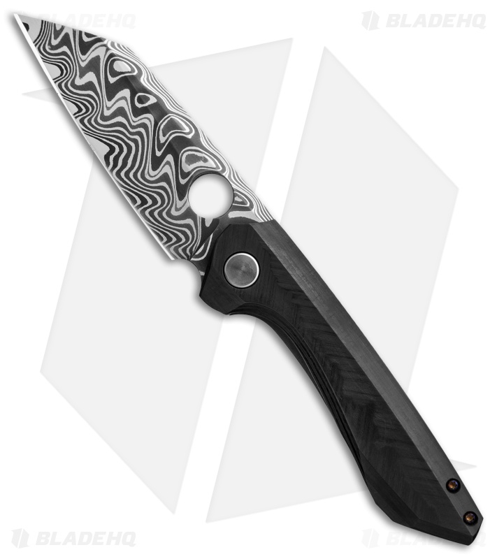TuffKnives Geoff Blauvelt Custom Oddity Knife Unidirection CF (3.3" Damascus)
