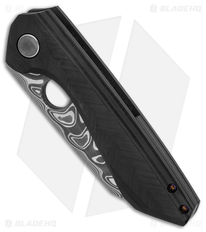 TuffKnives Geoff Blauvelt Custom Oddity Knife Unidirection CF (3.3" Damascus)