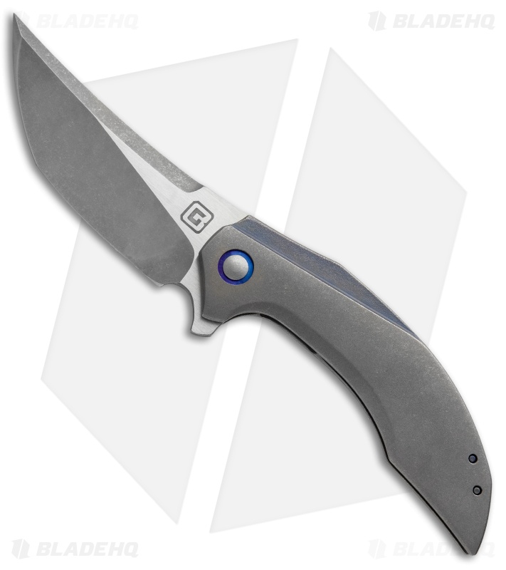 TuffKnives Geoff Blauvelt Custom Persian Flipper Knife Blue Ti (3.5" Acidwash)