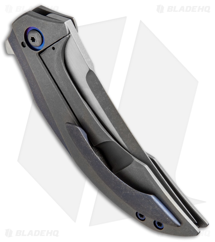 TuffKnives Geoff Blauvelt Custom Persian Flipper Knife Blue Ti (3.5" Acidwash)