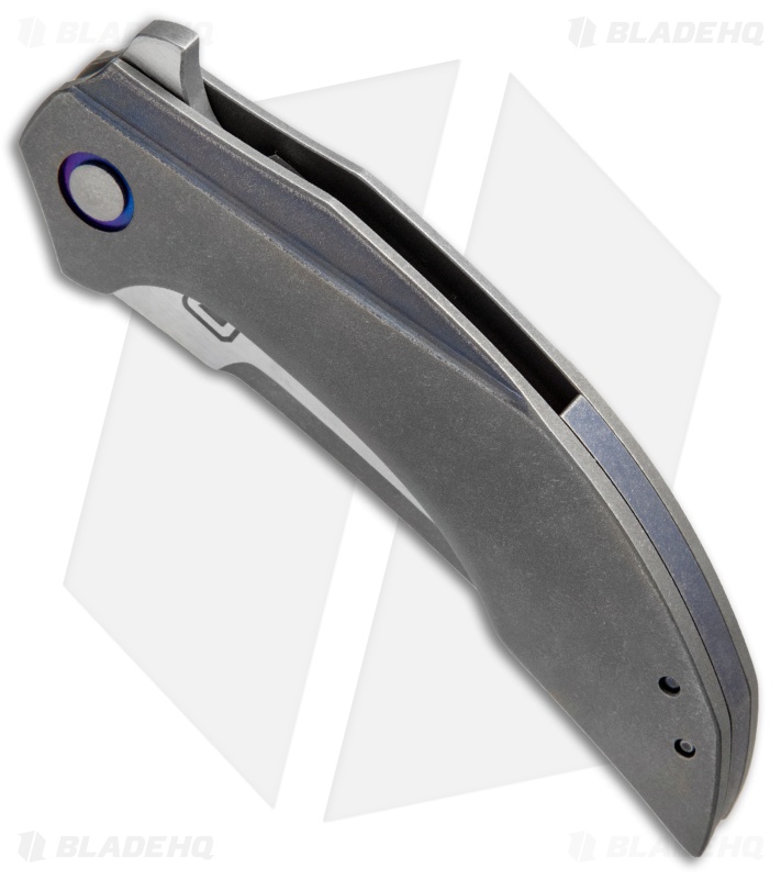 TuffKnives Geoff Blauvelt Custom Persian Flipper Knife Blue Ti (3.5" Acidwash)