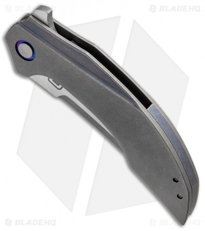 TuffKnives Geoff Blauvelt Custom Persian Flipper Knife Blue Ti (3.5" Acidwash)