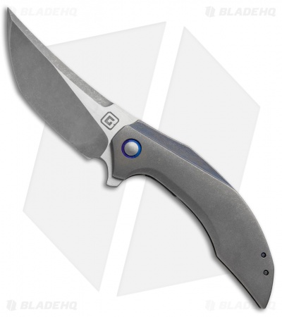 TuffKnives Geoff Blauvelt Custom Persian Flipper Knife Blue Ti (3.5" Acidwash)