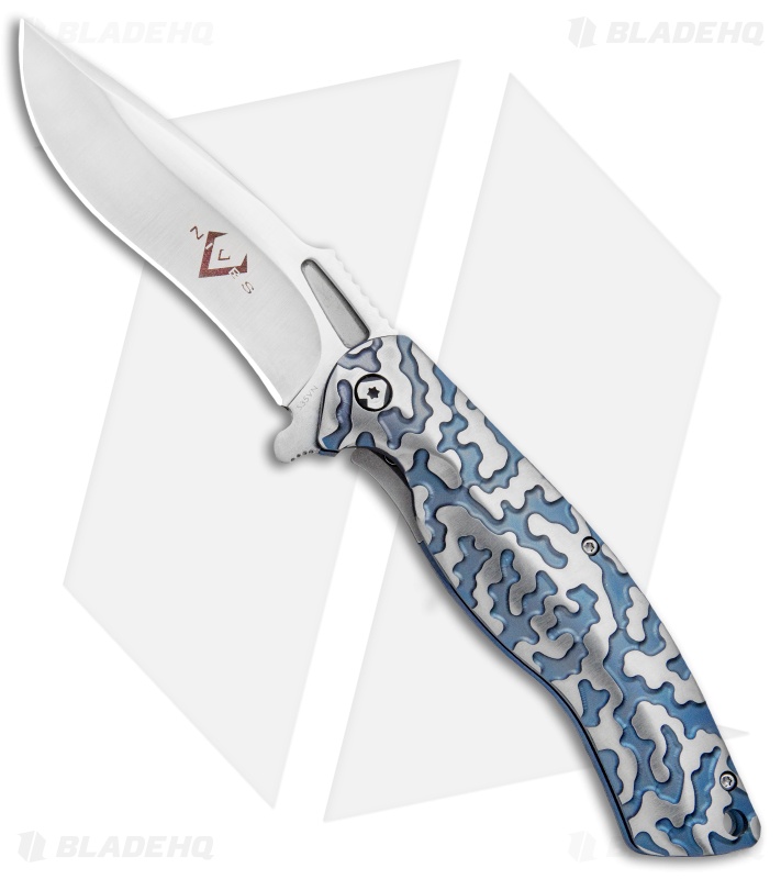 V Nives Atmosphere Frame Lock Knife Blue Titanium (3.3" Satin) 