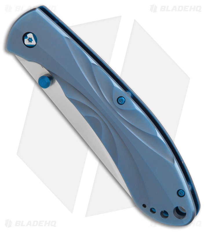 V Nives Poseidon Liner Lock Knife Blue Titanium (3.5" Satin)
