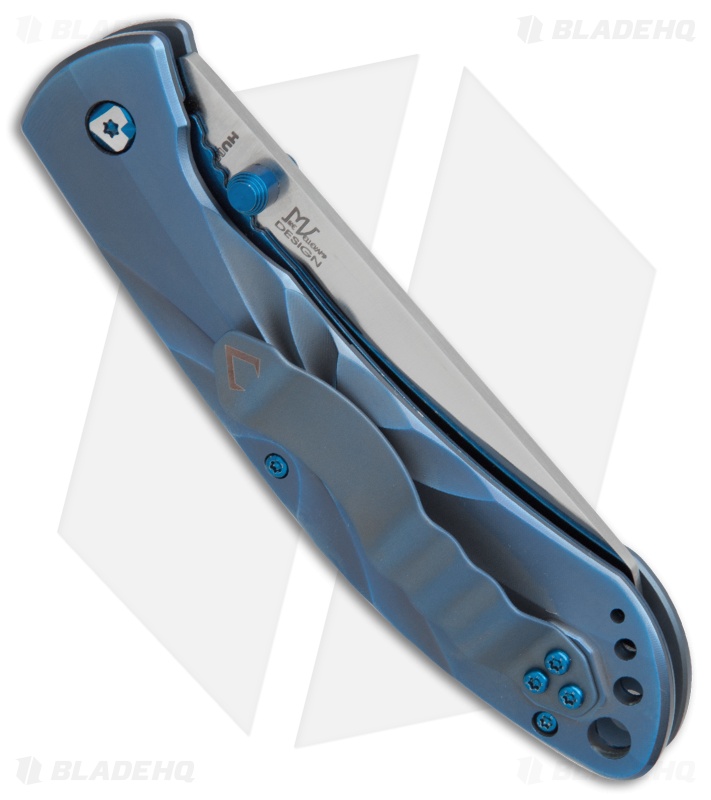 V Nives Poseidon Liner Lock Knife Blue Titanium (3.5" Satin)