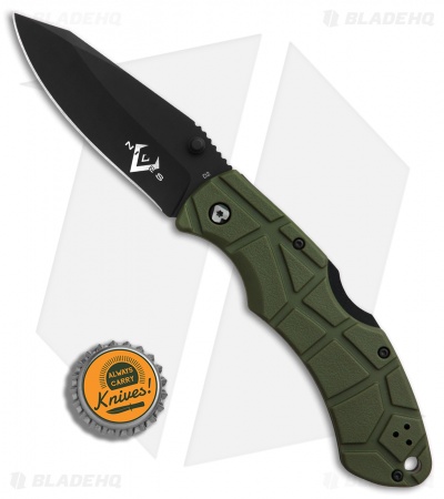 V Nives Rocky II Lockback Knife Green FRN (3.25" Black) 