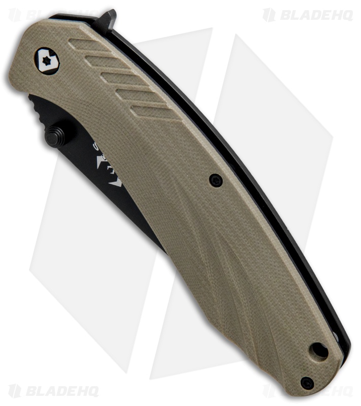 V Nives SFL Tanto Frame Lock Knife Tan G-10 (3.5" Black)