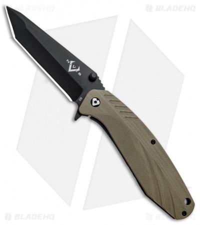 V Nives SFL Tanto Frame Lock Knife Tan G-10 (3.5" Black)