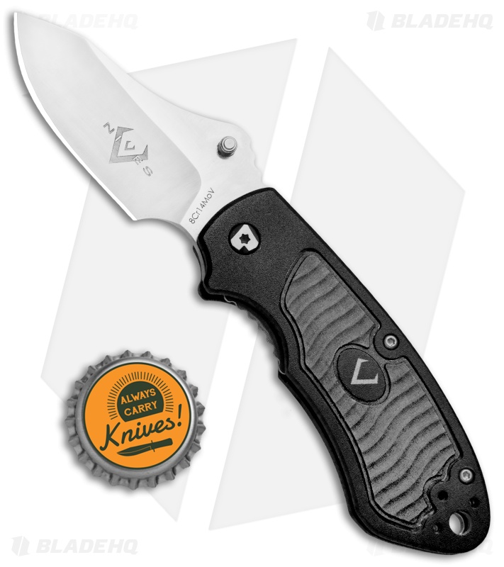 V Nives Stout Liner Lock Knife Black Aluminum/Rubber (2.5" Satin)