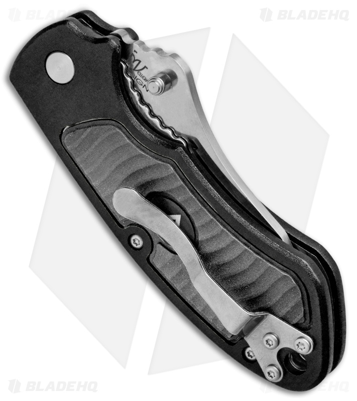 V Nives Stout Liner Lock Knife Black Aluminum/Rubber (2.5" Satin)