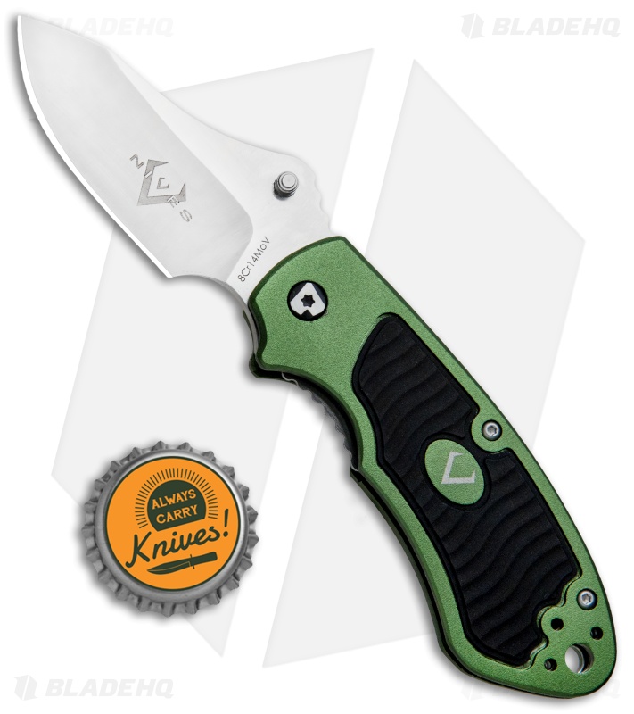 V Nives Stout Liner Lock Knife Green Aluminum/Rubber (2.5" Satin)