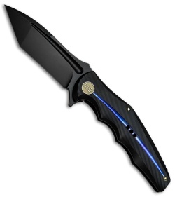 WE Knife Co. 608F Tanto Frame Lock Knife Black Titanium (4" Black SW) 