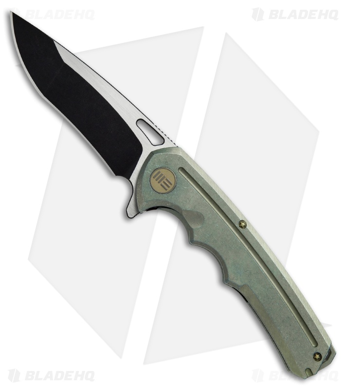 WE Knife Co. 611E Frame Lock Knife Green Titanium (3.75" Two-Tone)