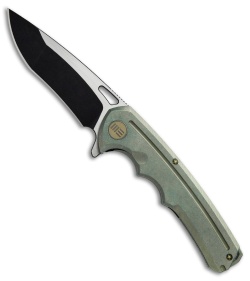 WE Knife Co. 611E Frame Lock Knife Green Titanium (3.75" Two-Tone)