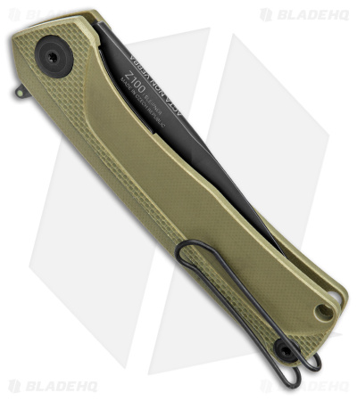 Acta Non Verba Knives Z100 Liner Lock Knife Olive G-10 (3.5" DLC) 
