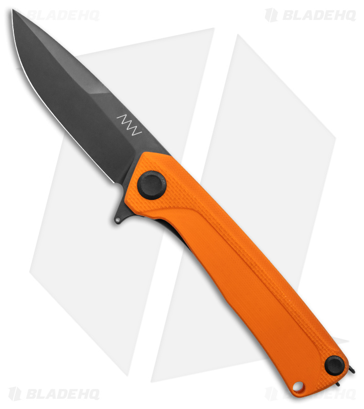Acta Non Verba Knives Z100 Liner Lock Knife Orange G-10 (3.5" Black DLC)