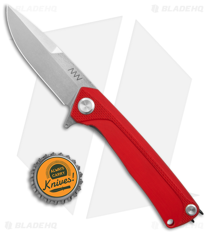 Acta Non Verba Knives Z100 Liner Lock Knife Red G-10 (3.5" Stonewash) 