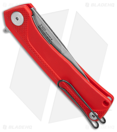 Acta Non Verba Knives Z100 Liner Lock Knife Red G-10 (3.5" Stonewash) 