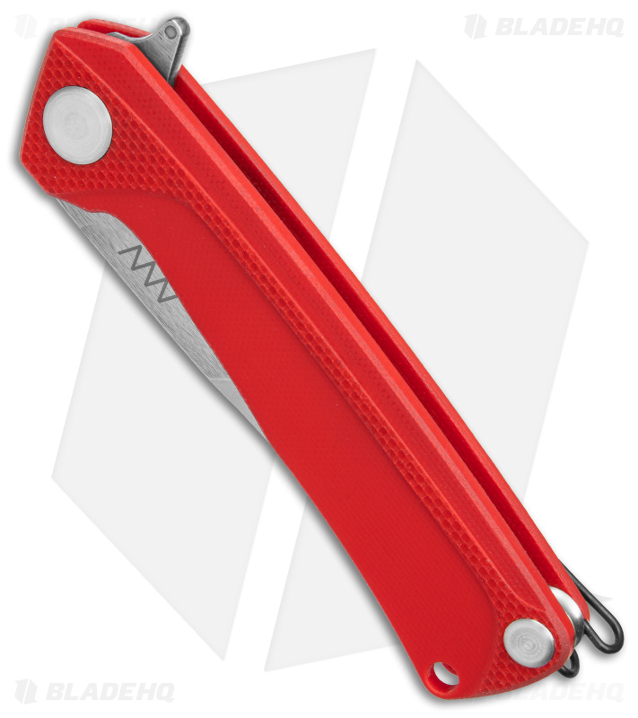 Acta Non Verba Knives Z100 Liner Lock Knife Red G-10 (3.5" Stonewash) 