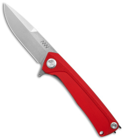 Acta Non Verba Knives Z100 Liner Lock Knife Red G-10 (3.5" Stonewash) 