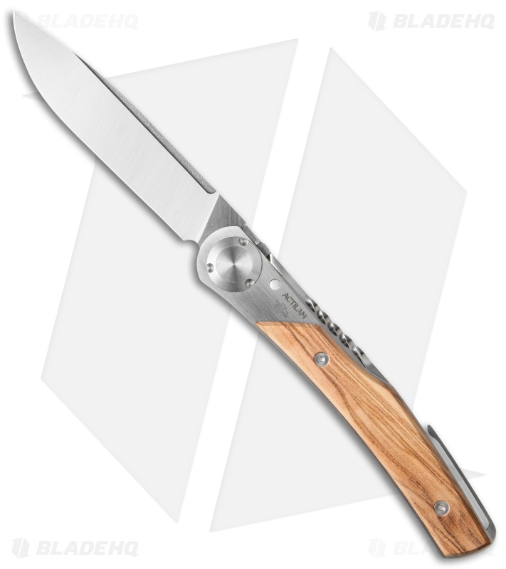 Actilam T3 Olive Wood Folding Knife w/Clip (3.25
