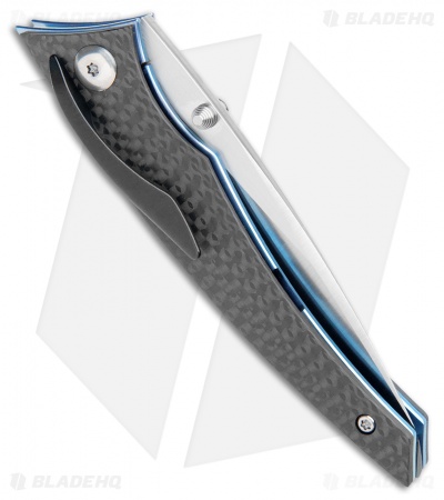 Alliance Designs Chisel Liner Lock Knife Carbon Fiber w/ Blue Liners (Satin)