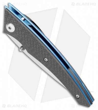 Alliance Designs Chisel Liner Lock Knife Carbon Fiber w/ Blue Liners (Satin)