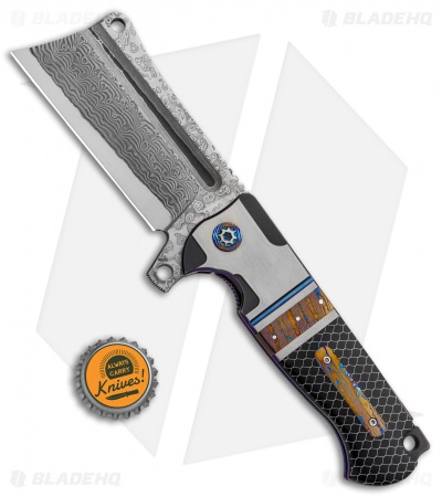 Andre de Villiers Custom Battle Cleaver Flipper C-Tek/Mokuti (4" Damascus) AdV