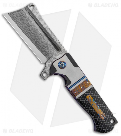 Andre de Villiers Custom Battle Cleaver Flipper C-Tek/Mokuti (4" Damascus) AdV