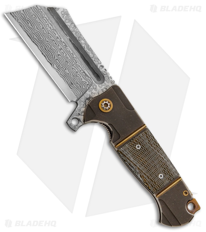 Andre de Villiers Custom Battle Cleaver Flipper Gold Dragonskin (4" Damascus)