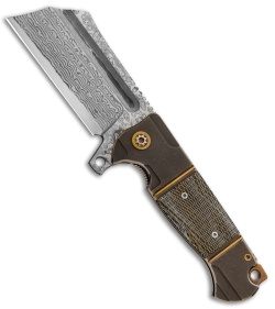 Andre de Villiers Custom Battle Cleaver Flipper Gold Dragonskin (4" Damascus) 