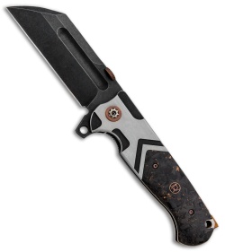 Andre de Villiers Tac Butcher Frame Lock Knife Copper Shred CF (4" Black SW) AdV