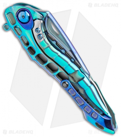 Andre de Villiers Alien Integral Frame Lock Knife Blue/Green Ti (3.5" BB)