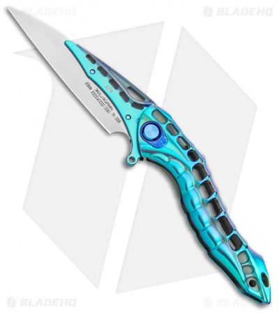 Andre de Villiers Alien Integral Frame Lock Knife Blue/Green Ti (3.5" BB)
