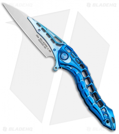 Andre de Villiers Alien Integral Frame Lock Knife Blue Ti (3.5" BB)