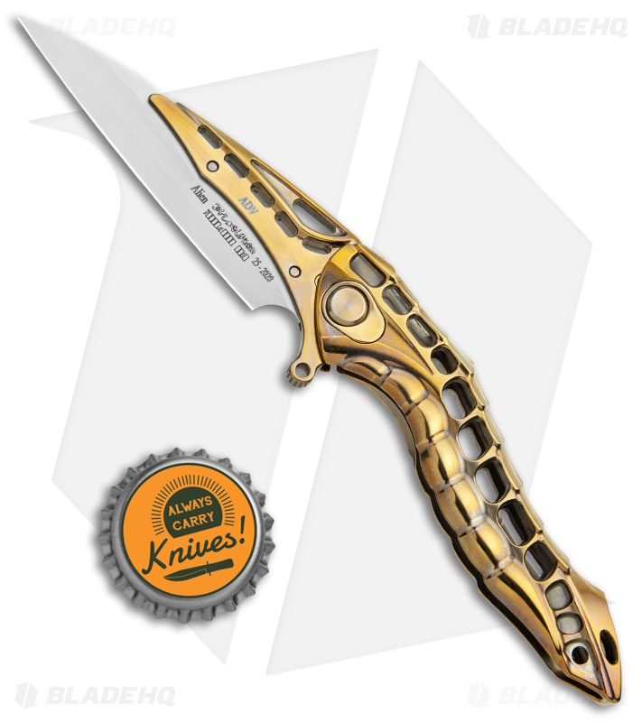 Andre de Villiers Alien Integral Frame Lock Knife Gold Ti (3.5" BB)