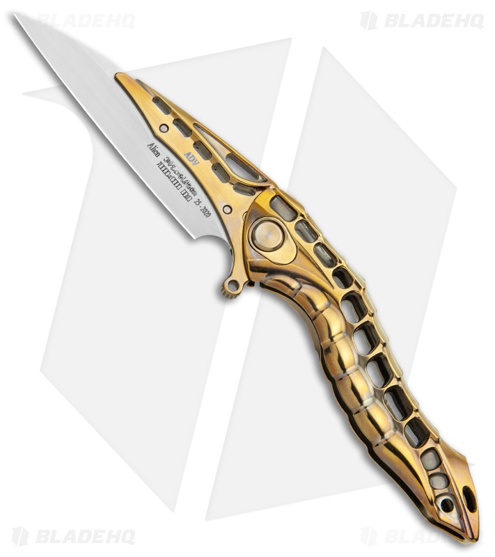 Andre de Villiers Alien Integral Frame Lock Knife Gold Ti (3.5" BB)
