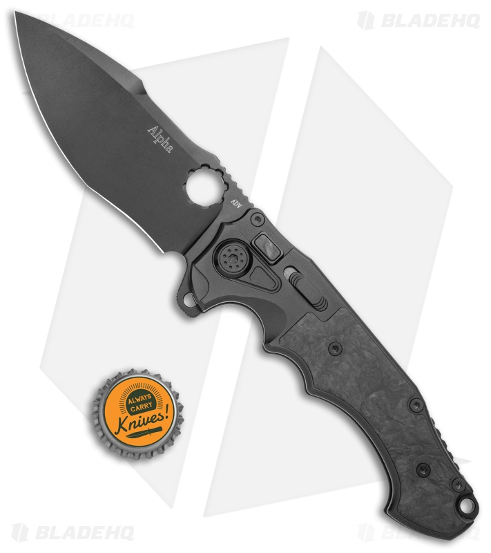 Andre de Villiers AdV Alpha Flipper Knife Carbon Fiber/Black Ti.  (4.4" Black)