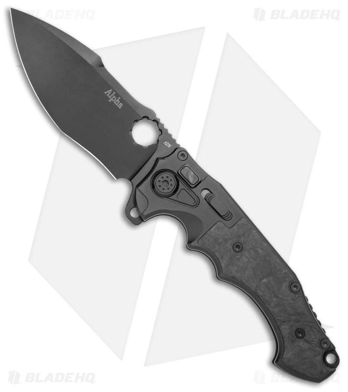 Andre de Villiers AdV Alpha Flipper Knife Carbon Fiber/Black Ti.  (4.4" Black)