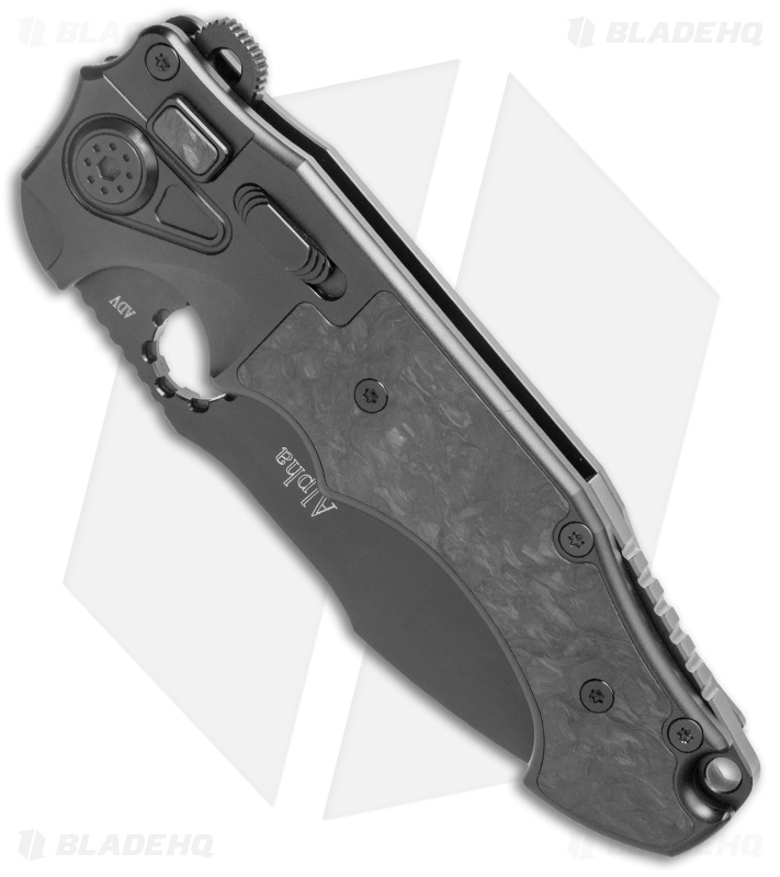 Andre de Villiers AdV Alpha Flipper Knife Carbon Fiber/Black Ti.  (4.4" Black)