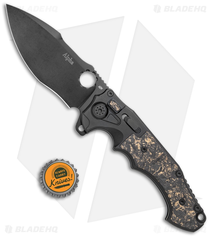 Andre de Villiers AdV Alpha Flipper Knife Shredded CF/Copper (4.4" Black)