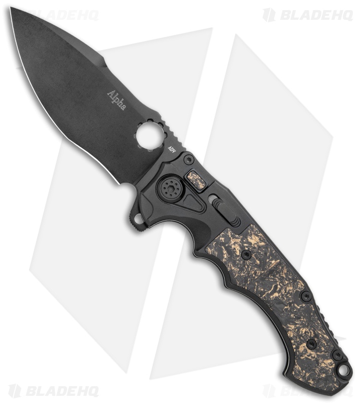 Andre de Villiers AdV Alpha Flipper Knife Shredded CF/Copper (4.4" Black)