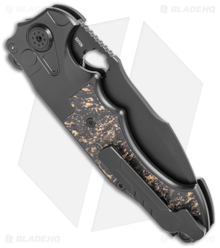 Andre de Villiers AdV Alpha Flipper Knife Shredded CF/Copper (4.4" Black)