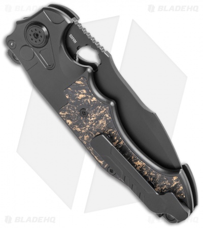 Andre de Villiers AdV Alpha Flipper Knife Shredded CF/Copper (4.4" Black)